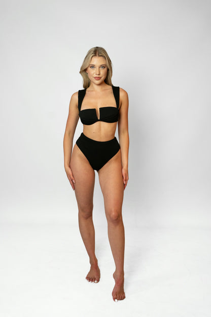 AMAZONICO – HIGH WAISTED BIKINI BOTTOM - Black
