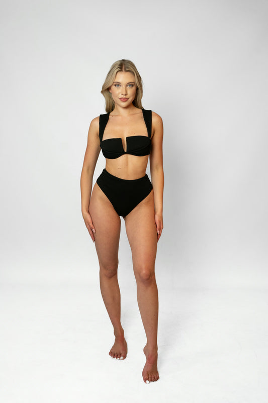AMAZONICO – HIGH WAISTED BIKINI BOTTOM - Black