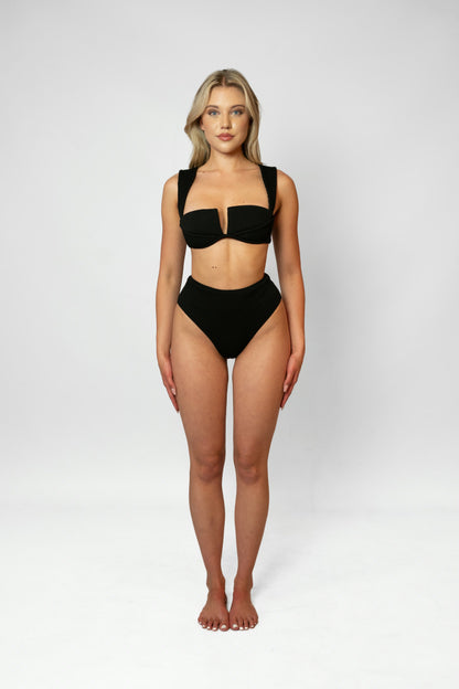 AMAZONICO – HIGH WAISTED BIKINI BOTTOM - Black