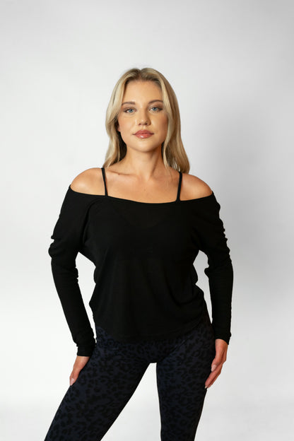 BARRE LONG SLEEVE TOP - Black