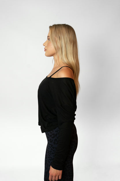 BARRE LONG SLEEVE TOP - Black
