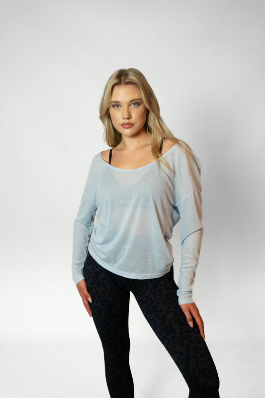 BARRE LONG SLEEVE TOP - Blue