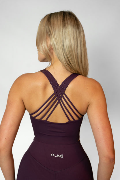 CROSS BACK BRA - Burgundy