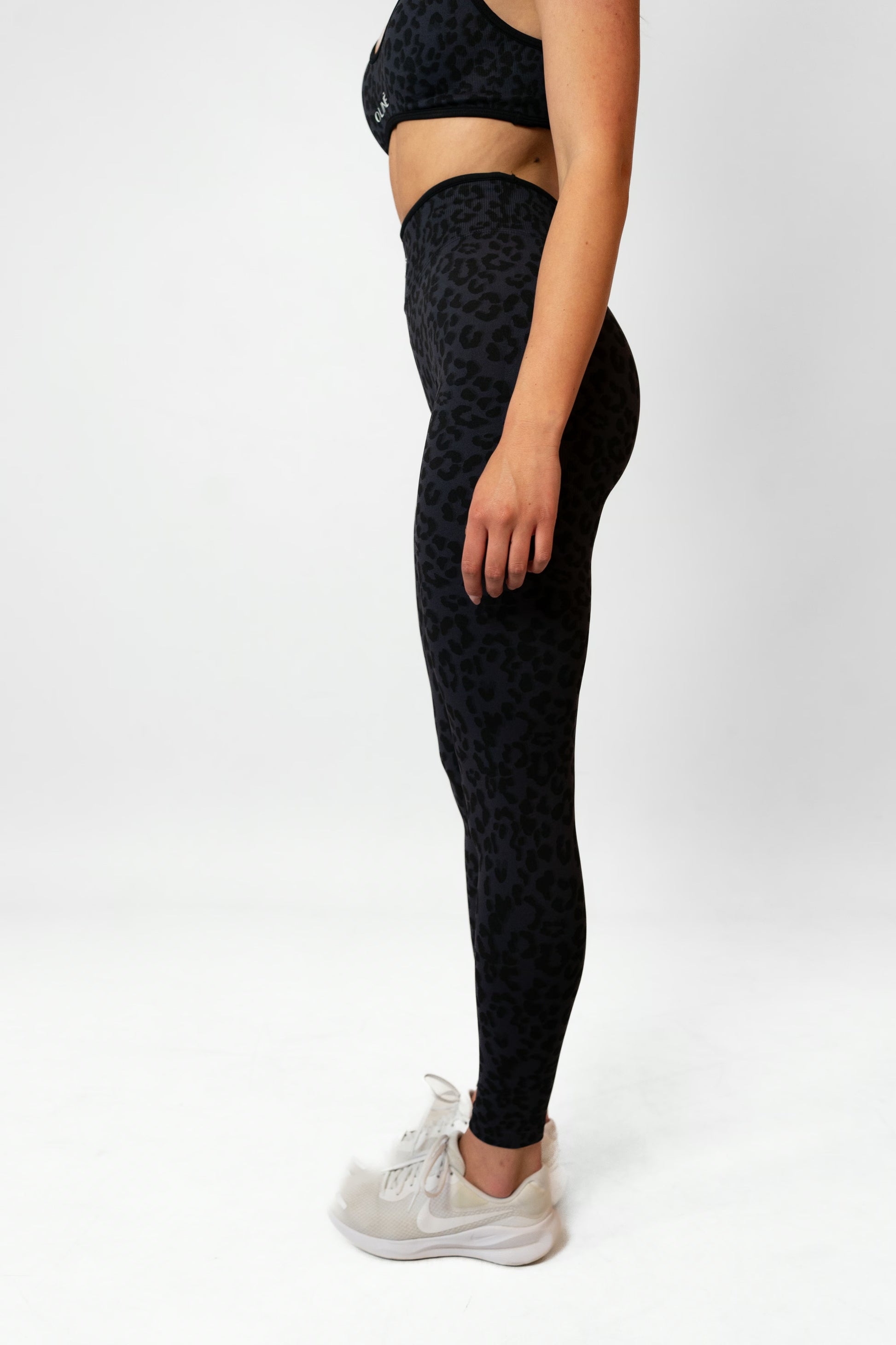 LEOPARD HIGH WAIST LEGGINGS - Black