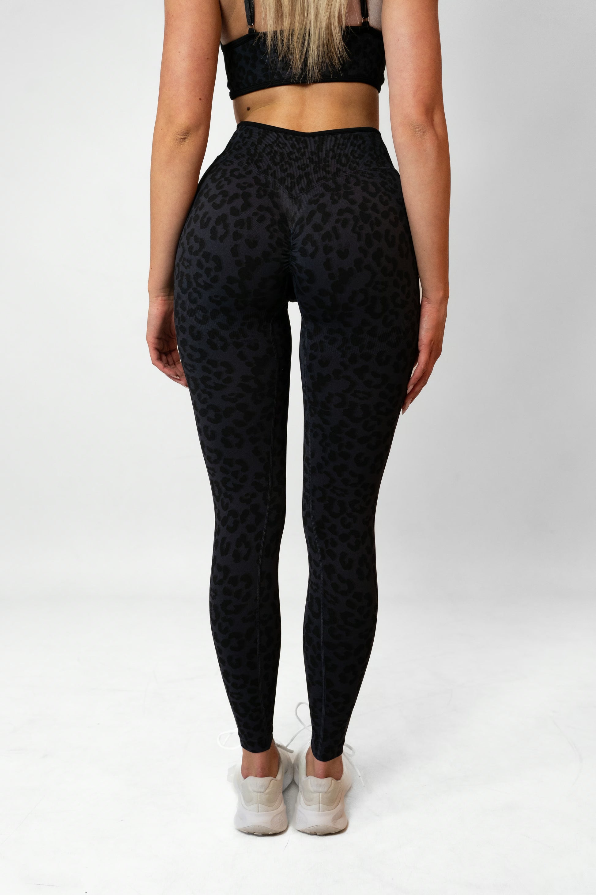LEOPARD HIGH WAIST LEGGINGS - Black