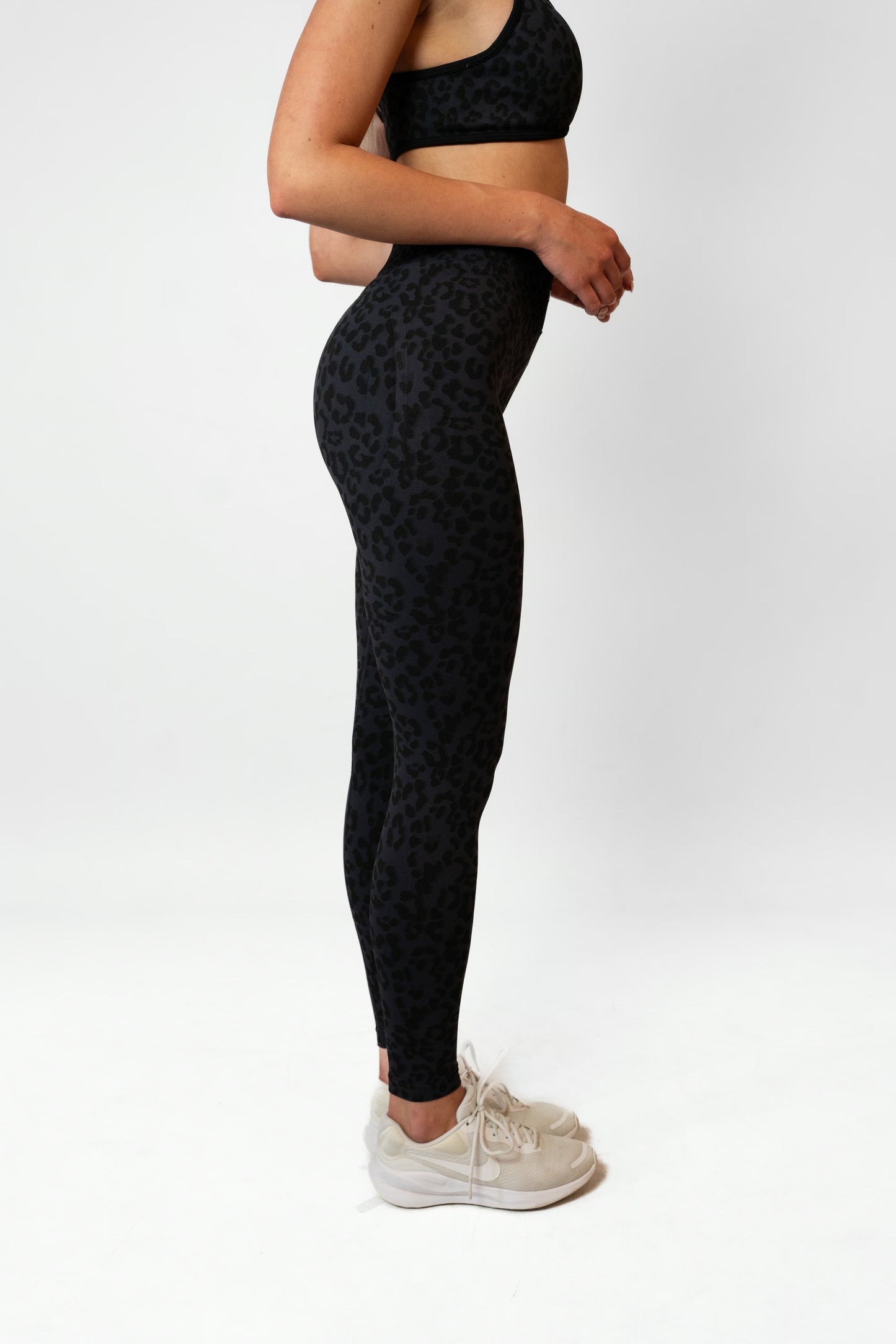 LEOPARD HIGH WAIST LEGGINGS - Black