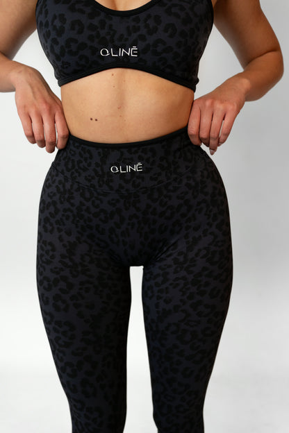 LEOPARD HIGH WAIST LEGGINGS - Black