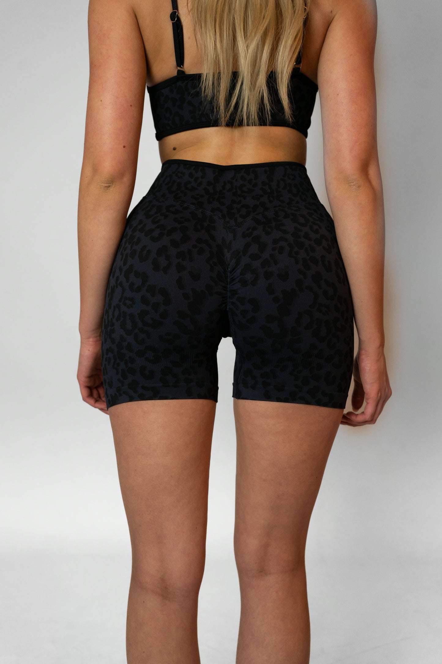 LEOPARD HIGH WAIST SHORTS - Black