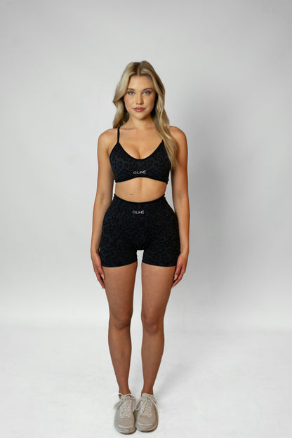 LEOPARD SPORTS BRA - Black