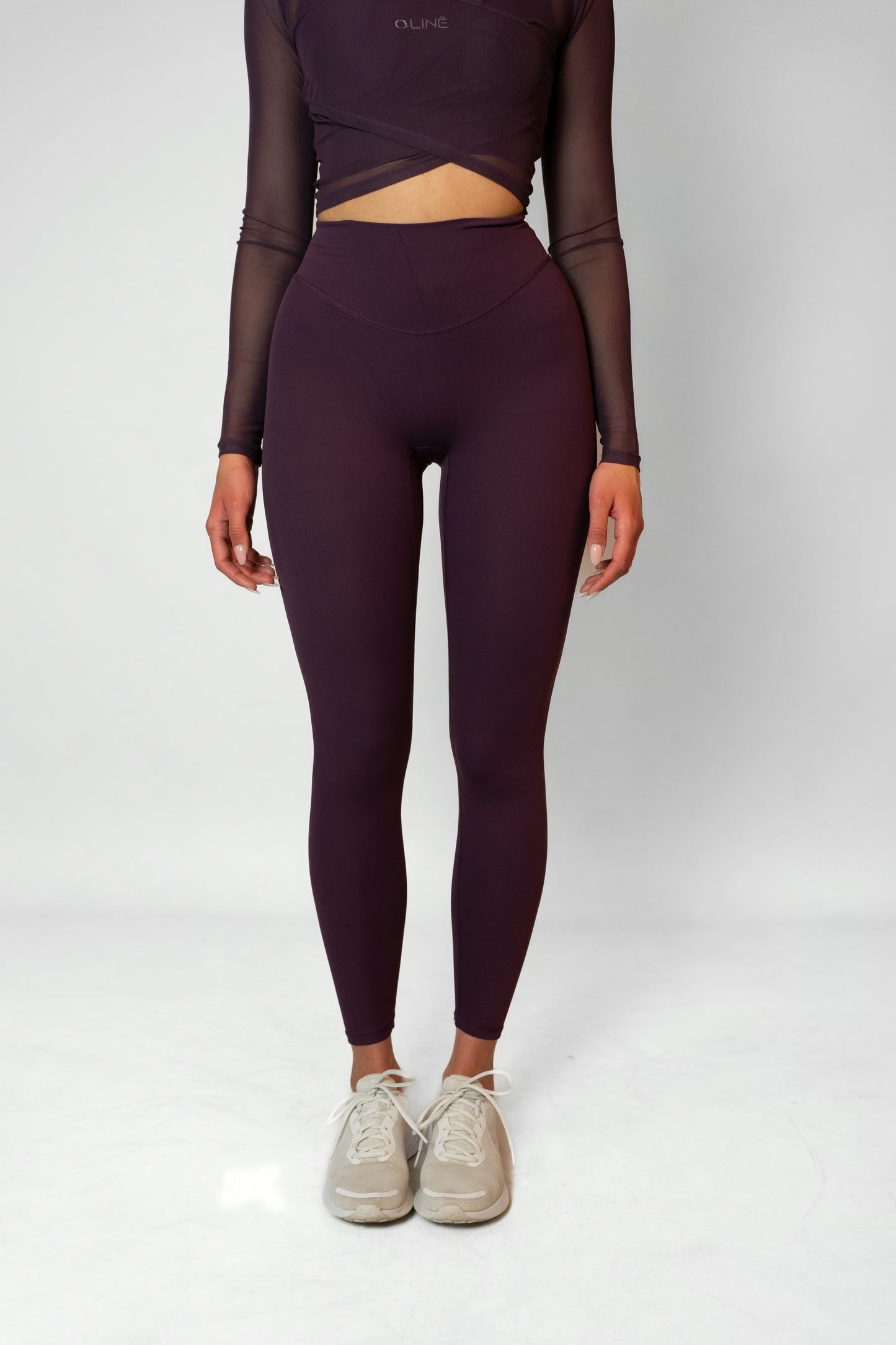 MESH HIGH WAIST LEGGINGS - Burgundy