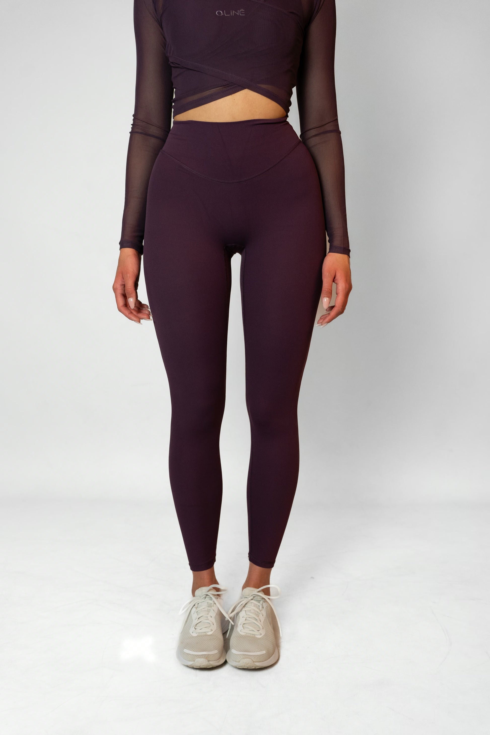 MESH HIGH WAIST LEGGINGS - Burgundy