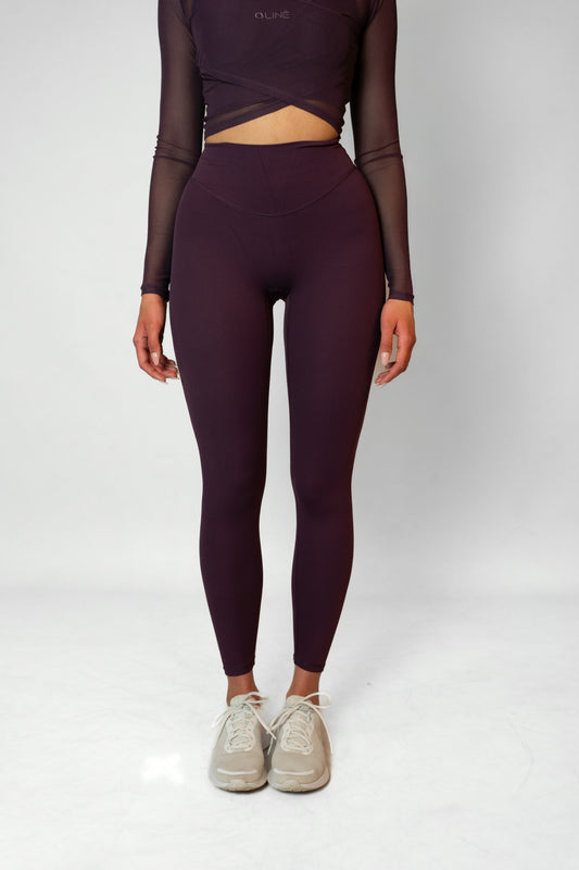 MESH HIGH WAIST LEGGINGS - Burgundy
