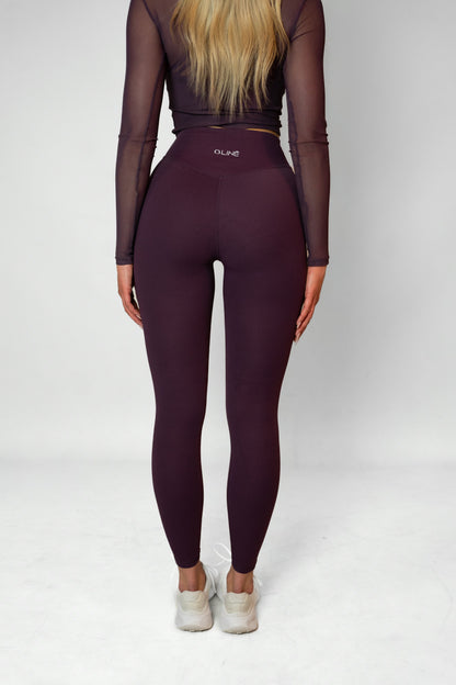 MESH HIGH WAIST LEGGINGS - Burgundy