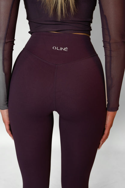 MESH HIGH WAIST LEGGINGS - Burgundy