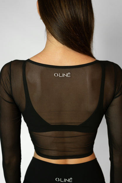 MESH WRAP TOP - Black