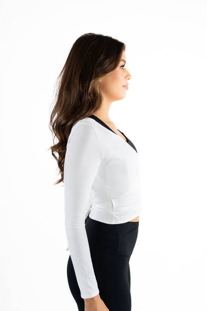 BARRE WRAP TOP WITH LONG SLEEVE