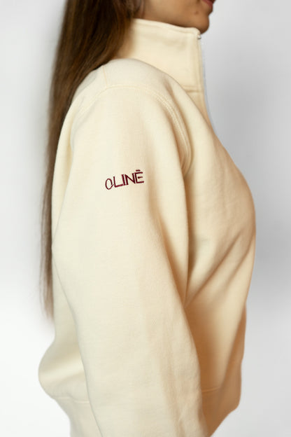SELF-CARE CLUB SWEATHISRT WITH SHORT ZIPPER - Ivory