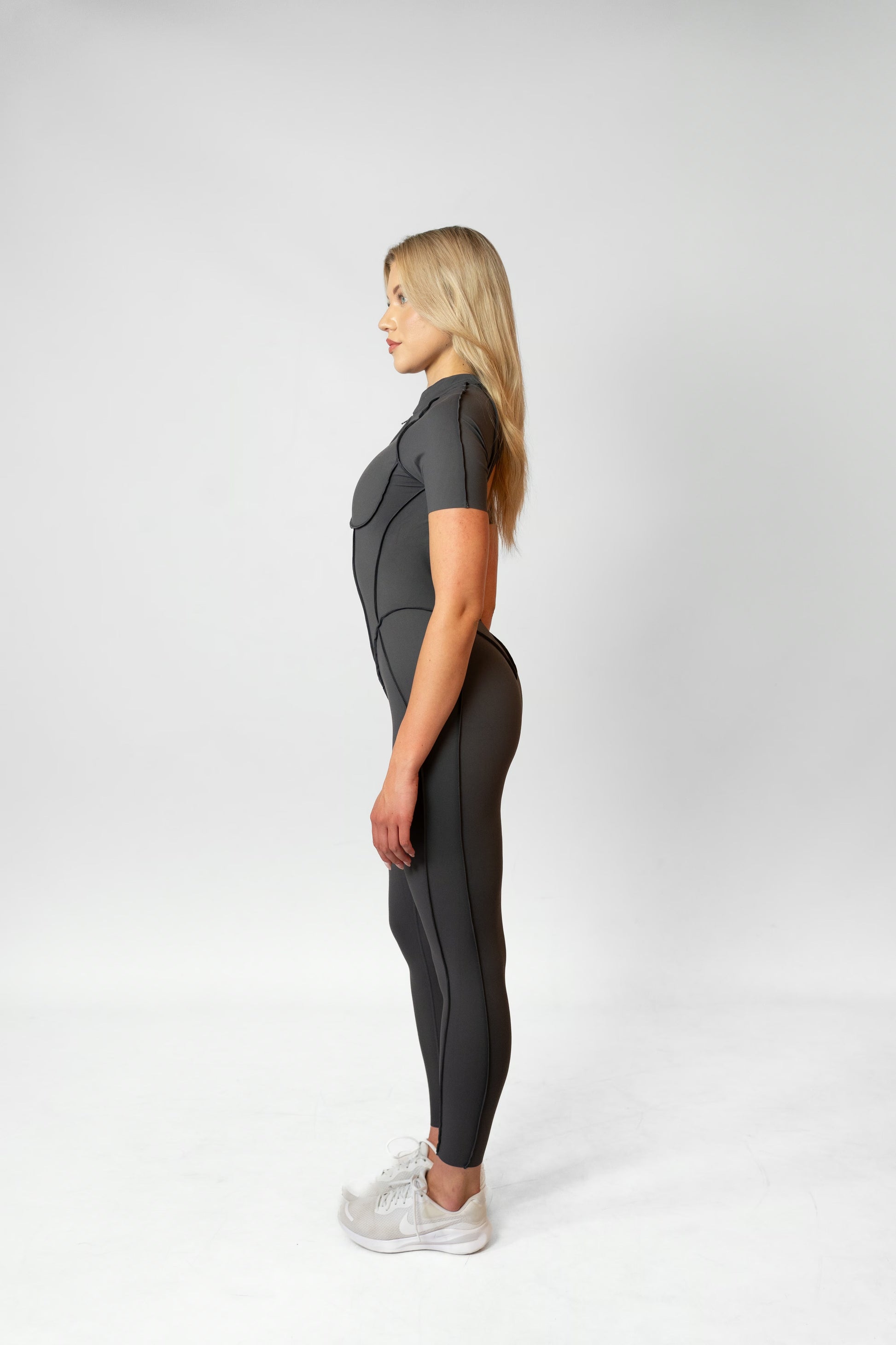 SHAPELINE OVERALL WITH ZIPPER - gray