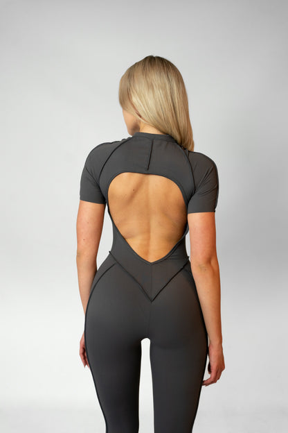 SHAPELINE OVERALL WITH ZIPPER - gray