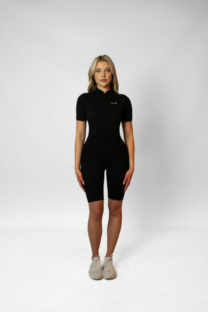 SHAPELINE SHORT OVERALL WITH ZIPPER - Black