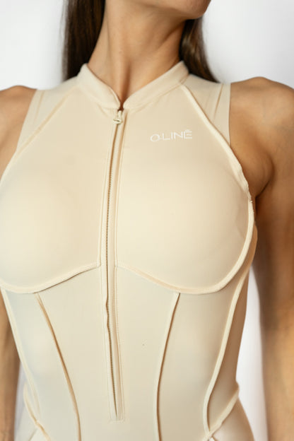 SHAPELINE SHORT OVERALL WITH ZIPPER - Ivory