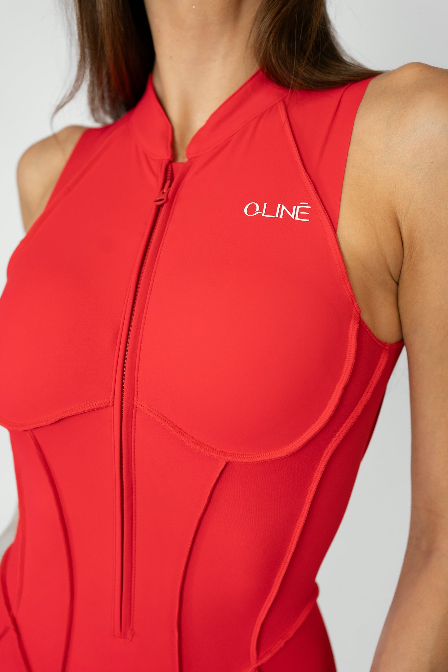 SHAPELINE SHORT OVERALL WITH ZIPPER - Red