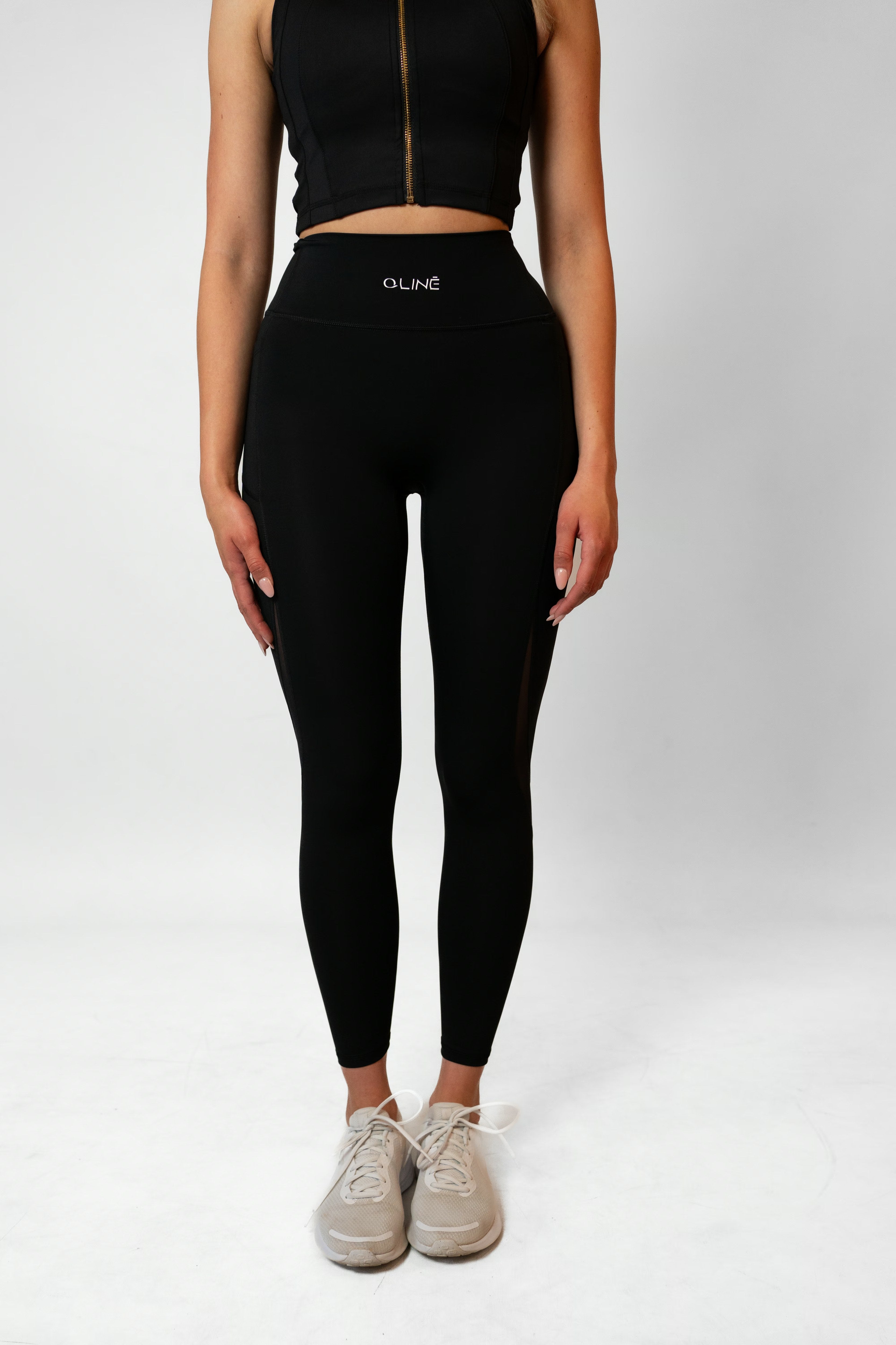 SIDE MESH LEGGINGS - Black