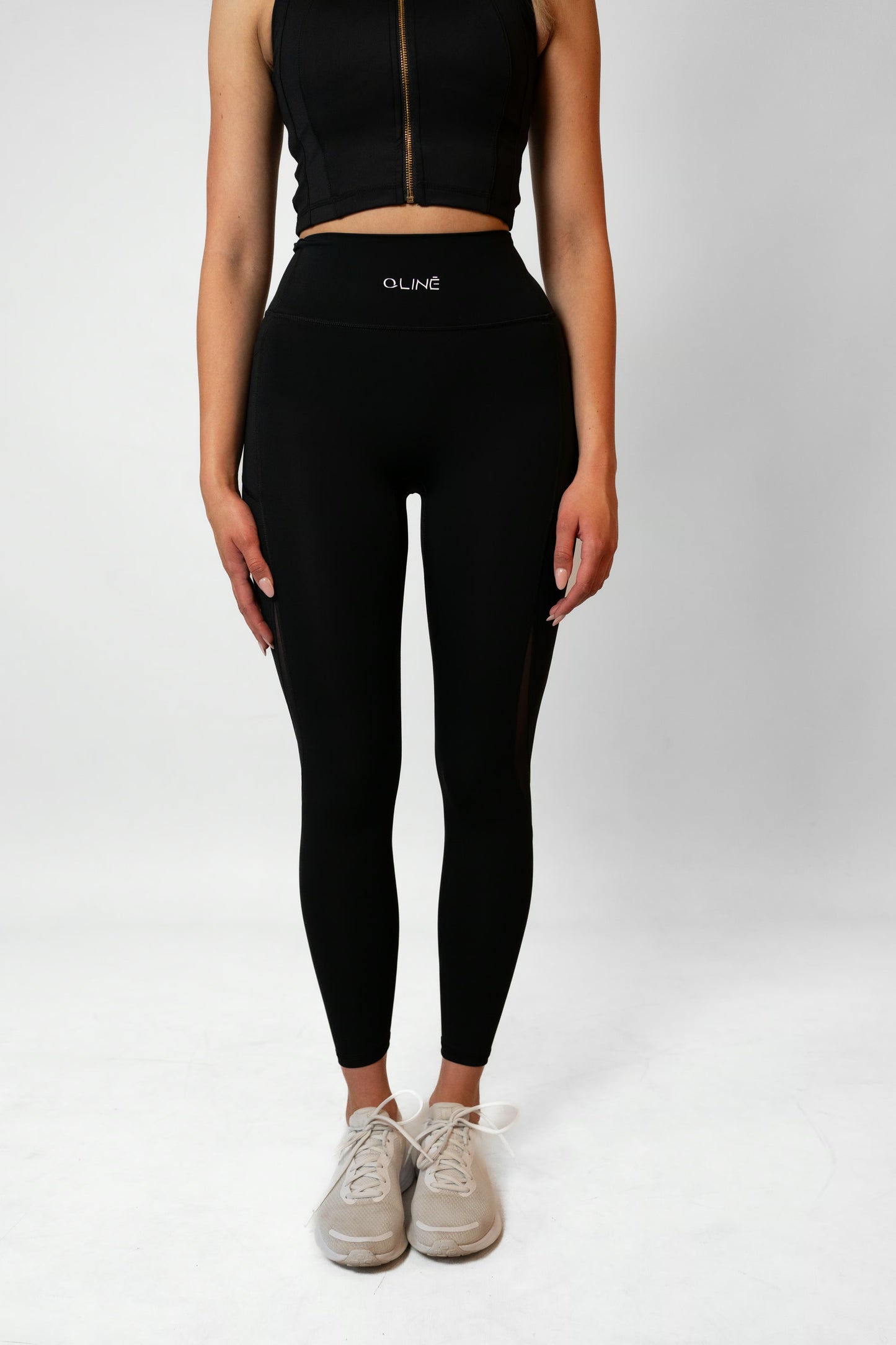 SIDE MESH LEGGINGS - Black