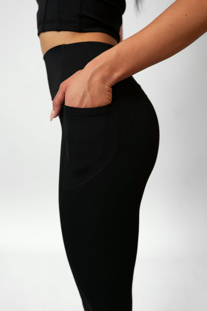 SIDE MESH LEGGINGS - Black