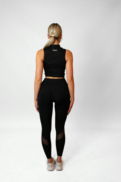 SIDE MESH LEGGINGS - Black