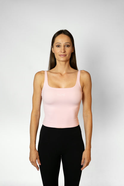 SQUARE NECK CROP TOP - Pink