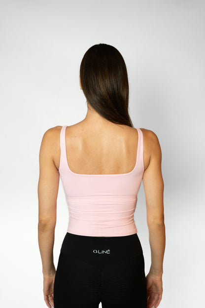 SQUARE NECK CROP TOP - Pink