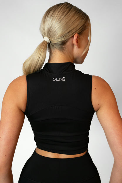 STREET CROP TOP WITH ZIPPER - Black